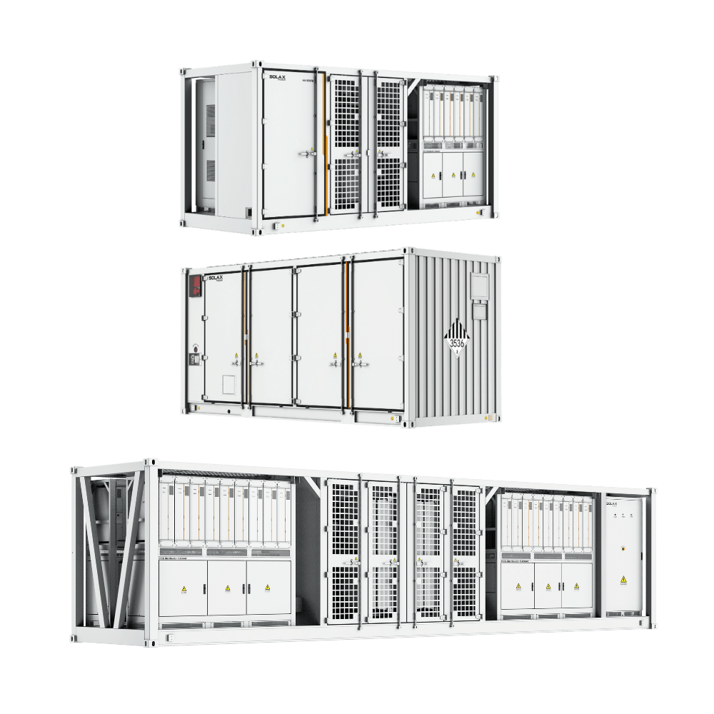 Drei verschiedene ORI-Energiespeichersysteme sind untereinander abgebildet