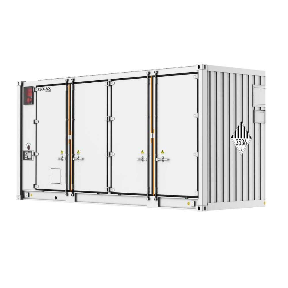 Abbildung eines ORI-Energiespeichersystems mit geschlossenen Türen.