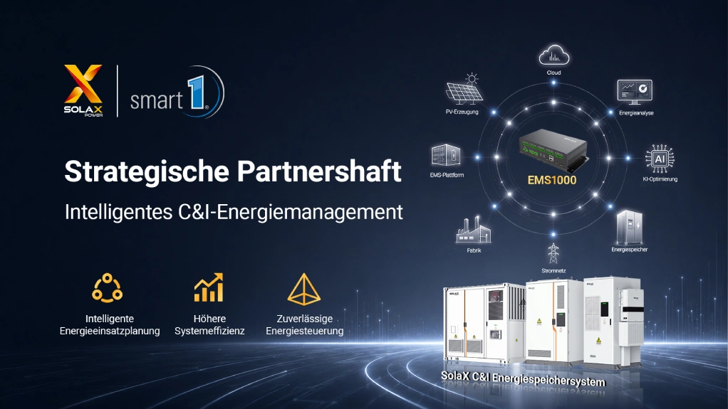 Smart1 solutions integriert SolaX EMS1000 für das gesamte C&I-Energiespeicherportfolio